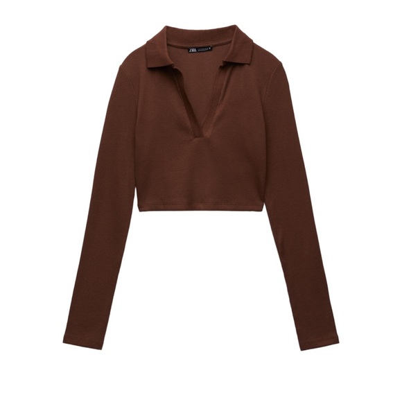Zara Brown Crop Top - Picture 1 of 4